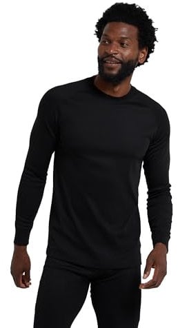 Mountain Warehouse Talus Mens Thermal Baselayer Top - Quick Drying Jumper, Easy Care, Long Sleeves, Sweater, Breathable, Lightweight & High Wicking Black (Round Neck) 4XL