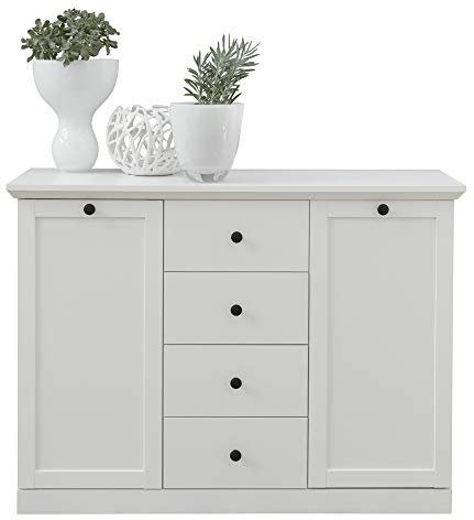 trendteam smart living - Baxter - Sideboard - Weiß - 6 Fächer und 4 Vollauszug-Schubladen - (BxHxT) 119 x 88 x 41 cm - Landhausstil - Kratzfest