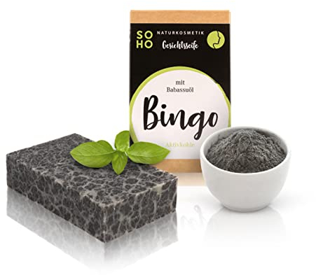SOHO Naturkosmetik Gesichtsseife für fettige & unreine Haut Feste Gesichtsreinigung mit Teebaumöl & Tonerde (Aktivkohle & Sheabutter)