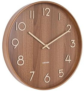 Karlsson Wanduhr Pure - Dunkel - Ø40cm | Rund - skandinavisch - Lindenholz - Wanduhr Modern Wohnzimmer - Wanduhren