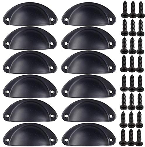 Xinlie Pomos Vintage Puerta Retro Hierro Muebles Cocina Armario Cajón Tire Tiradores y Pomos Tiradores de Metal Vintage Bronce con Forma de Carcasa con Tornillos para Puertas de Armario(12PCS) (B)