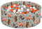 KiddyMoon Rund Bällebad Bällepool 90X30cm/300 Bälle ∅ 7Cm Ballgruben Mit Bunten Bällen Für Babys Spielbad Kleinkinder, Hergestellt In Der EU, Füchse-Grün:Orange/Mint/Grau/Weiß