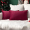 MIULEE 2er Set Samt Kissenbezug Flansch Kissenhülle Dekorative Sofakissen Dekokissen Umwickelte Kante Kissenbezüge Zierkissenbezug für Sofa Wohnzimmer Schlafzimmer 30x50 cm Wein Rot