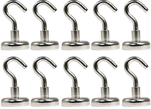 Neodym Magnet Haken 20 mm - Magnethaken Extra Stark - 12 KG Zugkraft - Magnetische Haken Kühlschrank Whiteboard [10 Stück]