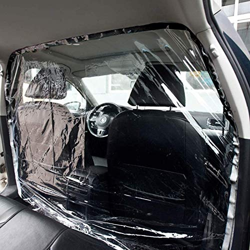 REKOBON Auto Taxi Isolationsfolie, vollständig geschlossene Anti-Speichel transparente Schutzhülle, Trennwand Schutznetz für Auto SUV vorne und hinten, 1,4 x 2 m Kunststoff