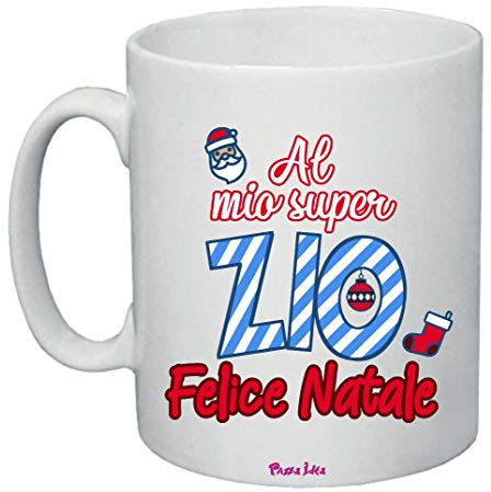 Regali Pazza idea Tazza Felice Natale Zio - 8 X 10 cm - Ceramica di Alta Qualità - Decorata - Regalo Zio - Regalo di Natale - Collezione Festiva