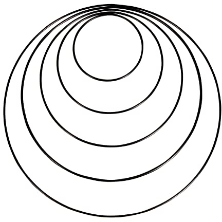 Rayher Metallringe überzogen, sortiert, 5 Stück, 10 bis 30cm, 3mm dick, schwarze Farbe, für Traumfänger, Dekorationen, kreative Arbeiten, Floristik, 25211616