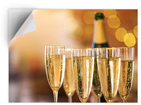 DV DESIGN 1 x Vinyl Sticker A5 - Rectangle Shape 15,8x21cm - Champagne Flute Glasses Celebration Art Print Decal Laptop Tablet Luggage Car Bike Wall Fridge Door Sticker #16077