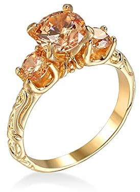 Stfery Stein Ring Bergkristall, Finger Ringe Set Blumenmuster mit Champagner Zirkon für Valentinstag, Größe62 (19.7)