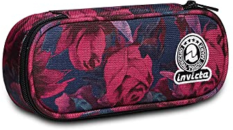 Invicta Portapenne Scuola Round Plus, Rose, Rosa, Mono Scomparto con Organizer Interno ed Elastici Porta Penne, Astuccio Scuola Bambine Ragazze - Scuole Elementari e Medie