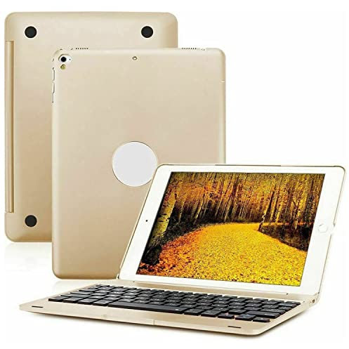 ERY Cover Tastiera per iPad 9.7 2018 (6a Generazione) 2017 (5a Generazione) iPad PRO 9.7 iPad Air 2 & 1 con 130° Smart Folio Hard Back, Cover Tastiera Italiana Wireless Staccabile,d'oro