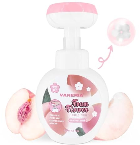 VANERIA Schaumseife Blume Handseife FlüSsig,Saubere NäHrende HandwäSche für Kinder,Flower Soap Pump,Bedruckte Schaumstoff-Handseife für Sensible Haut,Ohne Parabene 350ml