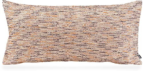 H.O.C.K. Bella Flokati Kissen inkl. Füllung Dekokissen Zierkissen Größe (80x40cm, orange beige)