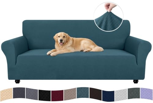 Ystyle Sofa überzug 3 Sitzer Mit Armlehne, Stretch Sofabezug rutschfest, Modern Sofa Cover Für Hunde Haustiere, Atmungsaktiv Couch überzug Mit Elastic Bottom, Türkis