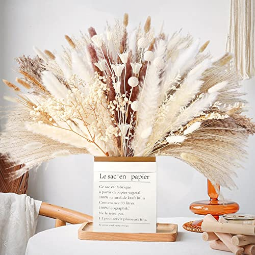 Fiori secchi decorativi Bouquet Erba Della Pampas Decorative 40-44 cm di fiori secchi naturali fai da te Ideale per il soggiorno Boho Camera da letto e vasi (LZGSGO-0107)
