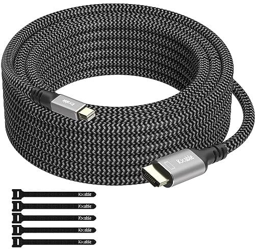 4K Mini DisplayPort to HDMI Cable 15FT, [4K@60Hz, Gold-Plated Plugs, Aluminum Shell, Nylon Braided], Mini DP to HDMI Cord, Compatible with MacBook Air/Pro, Surface Pro, Monitor, Projector and More