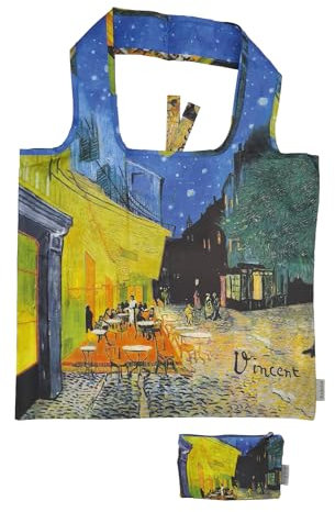 Fridolin Tasche: Van Gogh, Café de Nuit - „I was a bottle“ recycled, bag in bag, b/h: b/h: ca. 45,5 × 68,5 cm (offen); b/h: ca. 15,5 × 9,5 cm (geschlossen in kleiner Tasche)