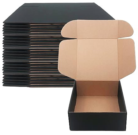 Versandkartons 22,9 x 22,9 x 10,2 cm, 20 Stück, Livejun schwarze Wellpappe, Versandkartons für Verpackungen, Kleinunternehmensversand