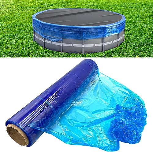 Bâche d'hiver pour Piscine Hors Sol – Coupe-Vent Extensible pour Garder la Piscine Propre – Bleu – 152,4 m