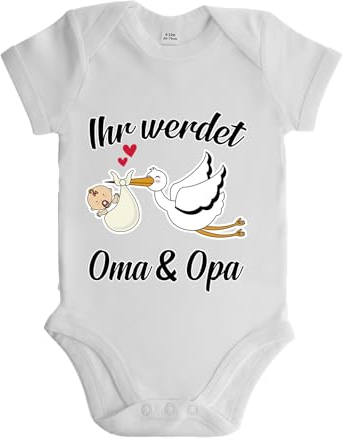 LIEBTASTISCH - Ihr werdet Oma & Opa Babyanzug - Eine süße Überraschung für die stolzen Großeltern | Baby Body Suit bequem mit emotionaler Botschaft - 100% Bio Baumwolle (Weiss, 0-3 Monate)