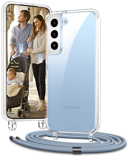 Vaykwo Handykette für Samsung Galaxy S22 6.1 Zoll Hülle mit Band - Necklace Handyhülle - Transparente Case zum Umhängen mit Kameraschutz und Bildschirmschutz - Blau