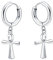Edelstahl Klapp Ohrstecker Creolen Ohrringe Ankh Kreuz Anhänger Punk Ohrschmuck Damen Herren (Silber)
