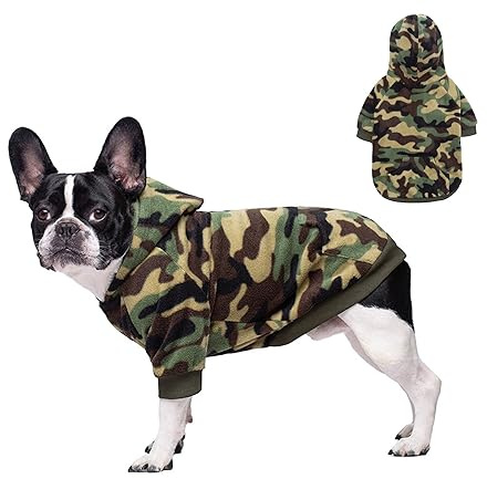 BT Bär Hund Fleece Hoodies, warme Camouflage Hund Pullover, Haustier Winter Sweatshirt Pullover Hund Jacke Mantel für Katzen Kleine Hunde（S,Grün）
