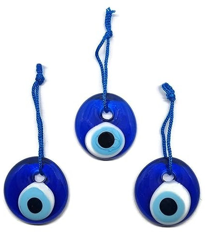 Ojo Turco para colgar, cristal contra mal de ojo azul, para la buena suerte, 4cm de diametro con aguero y hilo, nazar boncuk, evil eye (3)