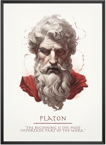 MJ-Graphics - Motivations Poster Platon Motivationsspruch - Bild mit Ziele & Erfolg Zitat | Wandbild Din A4 in Galerie Qualität dickes Posterpapier - FineArt Kunstdruck ohne Bilderrahmen
