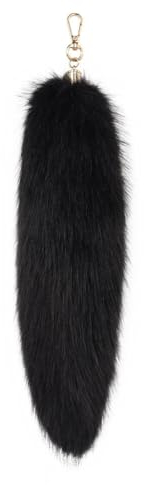 Asudaro Fuchsschwanz Anhänger, Plüsch Schwanz Schlüsselanhänger etwa 31cm Auto Schlüsselanhänger Tasche Anhänger Rucksack Schultasche Schlüssel Handtasche Plüsch Halloween Cosplay Spielzeug Schwarz