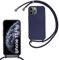 MBSLFY Lanyard Case for iPhone 11 Pro, Liquid Silicone Protective Phone Case with Strap Adjustable Neck Cord Necklace Soft Cover for iPhone 11 Pro, Navy blue