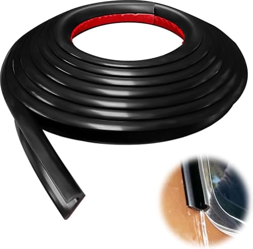 Hengrongshen Gouttière Camping Car, 3 Mètres Bande de Protection Forme de J Gouttiere PVC, Autocollante Déflecteur d'Eau de Pluie pour Camping Car et Portes (Noir)