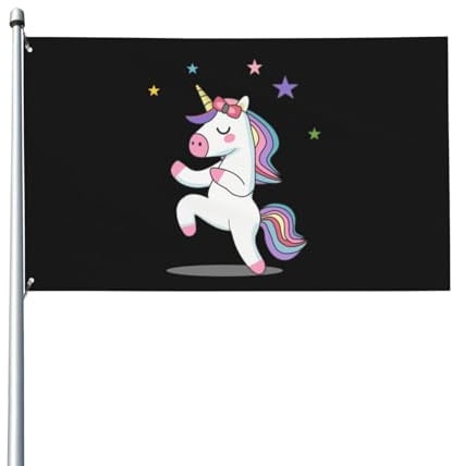 Lustige Einhorn-Flagge zum Tanzen und Ballett, 150 x 90 cm, Pastell-Flagge für Haus, Rasen, hängende Dekoration, Hofbanner, Urlaub, Willkommensflaggen mit 2 Metallösen, für drinnen und draußen