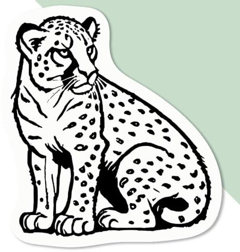 Azeeda 4 x Klein 50mm 'Gepard sitzend' Permanente Aufkleber (DW00110792)