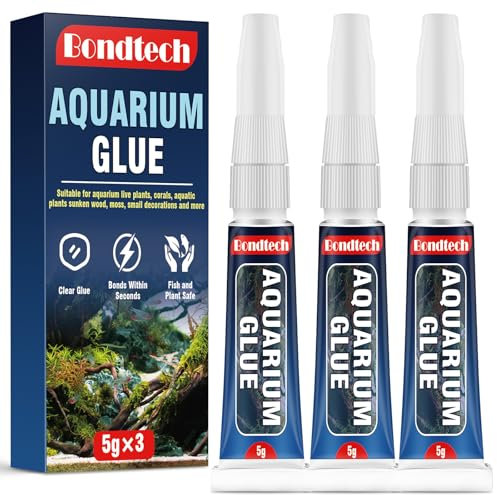 Bondtech Colla trasparente per acquario, colla istantanea per acquario, per piante e rocce, muschi, coralli, legno, pietra, acqua dolce e salata, confezione da 3, 5 g