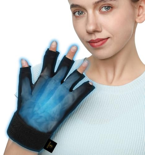 highco Kompressions Handschuh mit Eisbeutel für Arthritis,Handgelenk Eisbeutel Wickel für Hand und Finger,Kühlhandschuh mit Eisbeuteln für Frauen und Männer,Sehnenentzündung,Schwellung,Schwarz