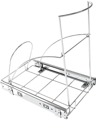 LOVIVER Pull Out Trash Can Shelf under Cabinet,Slide Out Shelf,Roll Out Garbage Can Holder Waste Bin Sliding Rack for Kitchen, argent