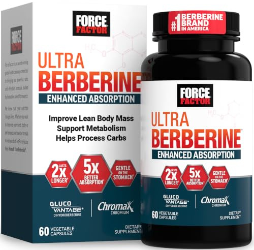 FORCE FACTOR Ultra Berberine Enhanced Absorption, Longer Lasting, 60 Vegetable Capsules