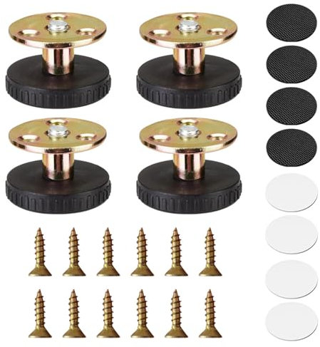 JOYIAL 4 Stück Verstellbare Möbelfüße, 26-38 mm Möbelfüße, Höhenverstellbare Füße für Möbel, Möbelfuß Verstellbare mit Dämpfungspads und Montagezubehör, Geeignet für Schrank Bettfuß Sofas Tische