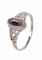mantraroma Ring Damen Silber 925 Granat Edelstein rot dezent verspielt