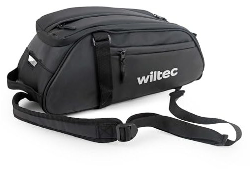 WilTec Sacoche étanche multifonctionnelle pour Porte-Bagages Noire – capacité 8 L – avec Compartiments bandoulière Housse de Pluie – pour vélos et vélos électriques – Sac de Bicyclette – Cyclisme