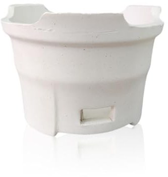 Keramischer Holzkohleofen, Tragbarer Grillofen, Outdoor Grill, Alter Lehmofen-Grill, Hibachi Grill, Geeignet für Zuhause, Camping, Kochen(White,27x18cm/10.5x7in)