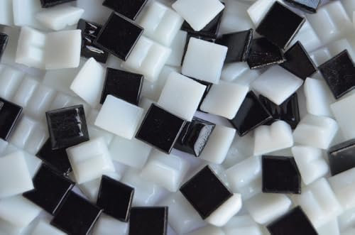Bazare Masud 200g Glas Mosaiksteine Mix-schwarz-weiß 1x1cm ca. 300 Stück.
