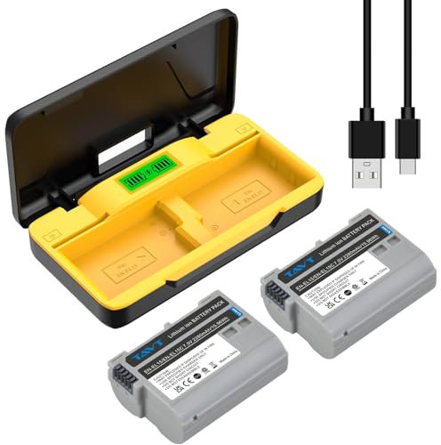 TAVT 2280mAh EN-EL15 EN-EL15C Batterie avec Chargeur pour Nikon Z6, Z6II, Z6 III, Z7, Z8 D7500 D7000 D7100 D7200 D500 D600 D610 D750 D780 D800 D800E D810A D850