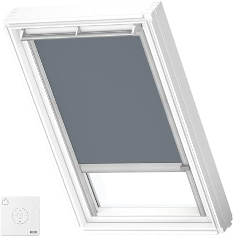 VELUX Original Solar-Verdunkelungsrollo für S06, Blaugrau, Grauer Führungsschiene
