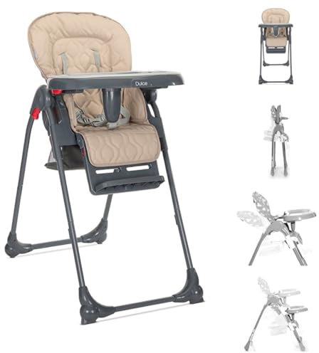 Lorelli Kinderhochstuhl Dulce Sitzhöhe verstellbar, faltbar, 5-Punkt-Gurt, Korb beige