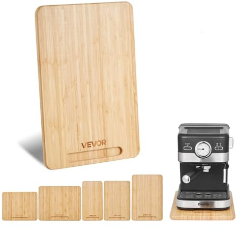 VEVOR Appliance Slider, Medium 14.5 x 7.5-inch, Rolling Sliding Tray with Rubber Wheels & Hollow Handle, Easy to Clean, Appliance Rolling Tray for Coffee Maker, Kitchen Countertop, Natural Wood