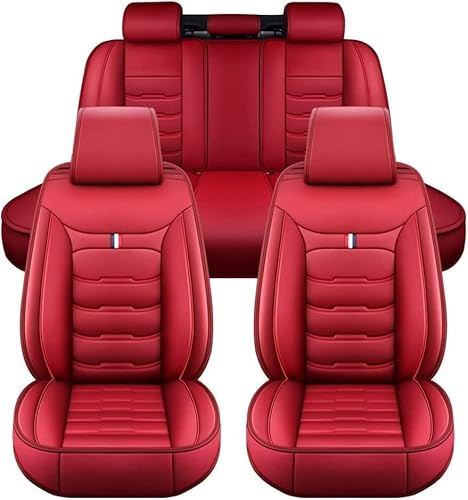 LVTFCO Auto Leder Sitzbezüge Sets für Audi a6 Quattro a6 s-line a7 a7 sportback, Schonbezüge Sitzschoner Vorne Hinten Wasserdicht Sitzauflage Autositz Sitzschoner,Red