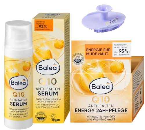 2er-Set : Gesichtscreme Q10 Anti-Falten Energy 24H-Pflege, 50 ml + Serum Q10 Anti-Falten, 30 ml + Bonus Silikonschwamm