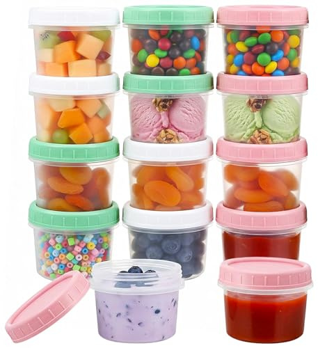 GmwyCzV 12 Petits Pots De Conservation 120 Ml, Boite Alimentaire Plastique Réutilisables, Pot Repas Étanches Avec Couvercle, Sans BPA, Idéals Pour Collations, Sauces, Purées, Compatibles Micro-ondes